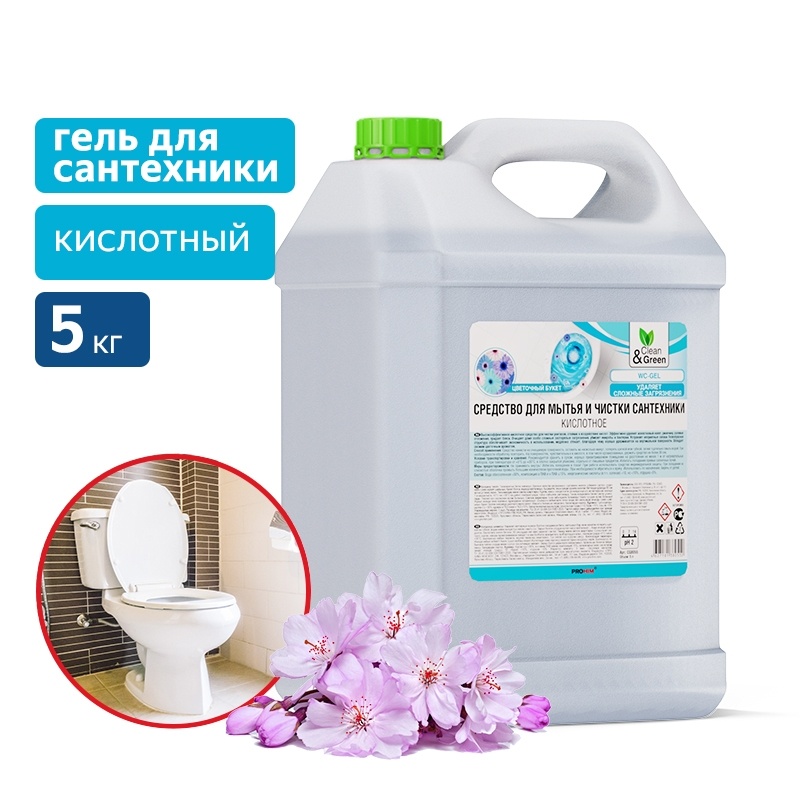 Средство для мытья и чистки сантехники WC-Gel (кислотное) 5 кг. Clean&Green CG8055