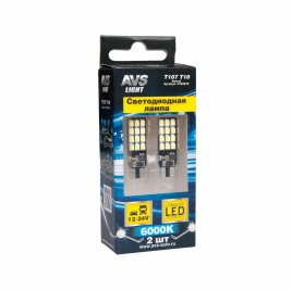 T107 T10/белый/ (W2.1x9.5d) 24SMD 2835, блистер 2 шт.