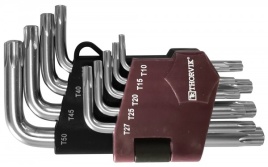 Набор ключей торцевых T-TORX® коротких с центрированным штифтом, Т10H-T50H, 9 предмет, Thorvik TTKS9