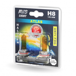 Галогенная лампа AVS /ATLAS ANTI-FOG/желтый H8.12V.35W.блистер 2шт.