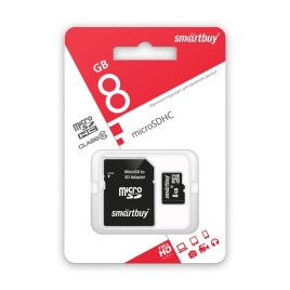 Карта памяти MicroSD 8GB Smart Buy Class 10 +SD адаптер