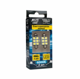 C008A Т11/белый/ (SV8,5/8) 36mm 6x5050 SMD CANBUS, блистер 2 шт.