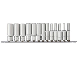 Набор головок торцевых глубоких 1/4"DR, 4-14 мм, 13 предметов, Thorvik S11S2113SM (54357) на держате