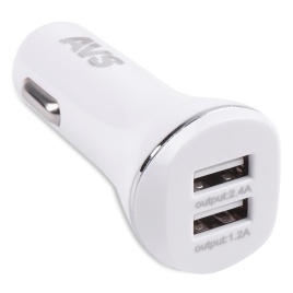 USB автомобильное зарядное устройство AVS 2 порта UC-322 (2,4А, белый)