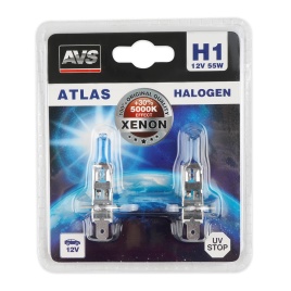 Галогенная лампа AVS ATLAS/5000К/ H1.12V.55W.блистер 2шт.