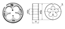 Плашка D-COMBO круглая ручная М8х1.0, HSS, Ф25х9 мм, Thorvik MD81 (52833)