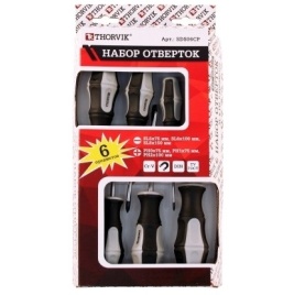 Набор отверток стержневых, 6 предметов, Thorvik SDS06CP (52292) в коробке