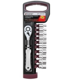 Набор головок торцевых с трещоточной рукояткой 1/4"DR, 4-13 мм, 11 предметов, Thorvik S11S1111SP (54