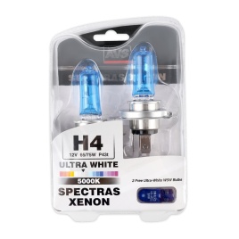 Газонаполненные лампы AVS SPECTRAS Xenon 5000K H4 12V 65/75W, комплект 2+2 (W5W) шт.