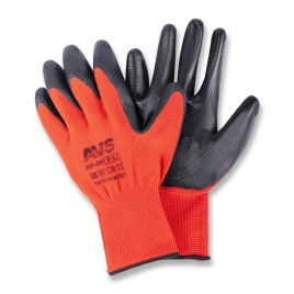 Перчатки нейлоновые с нитриловым покрытием МБС для точных работ (красно-черные) 1 пара AVS RP-06