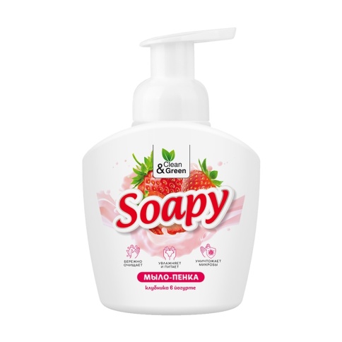 Жидкое мыло-пенка "Soapy" "Клубника в йогурте" пенный дозатор 400 мл. Clean&Green CG8233 фото 2