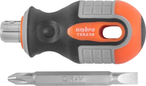 Отвертка двусторонняя Round Grip PH2,SL6x38 мм, Ombra 756238 (55773) фото 1