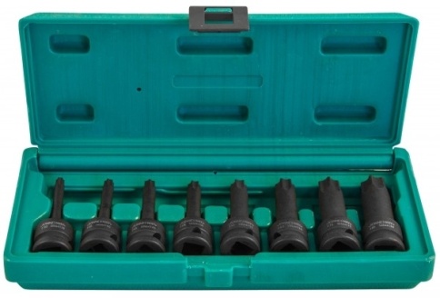 Набор ударных головок Torx 1/2 DR, Т30- T80, 78 мм, 8 предметов, Jonnesway S06A408S фото 1