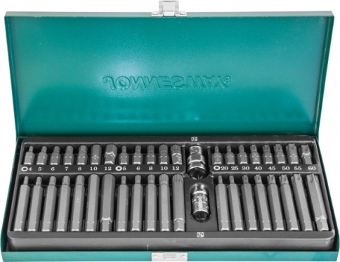 Набор бит 10 мм, шестигранных H4-12мм, Torx, Spline М5-12 (42 шт) Jonnesway S29H4142SM фото 1