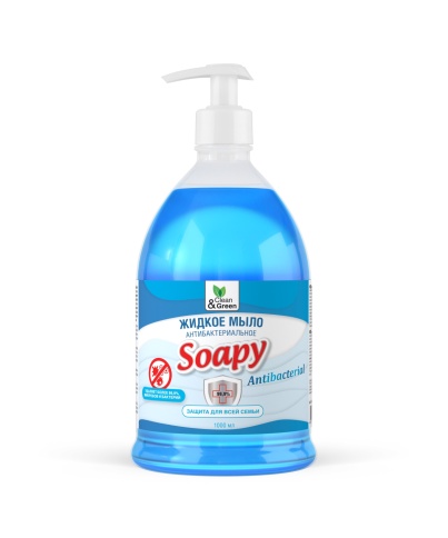 Жидкое мыло "Soapy" антибактериальное с дозатором 1000 мл. Clean&Green CG8095 фото 2