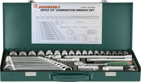 Набор головок 3/8 DR, 6-22мм, и ключей 7-17мм, 36 предметов, Jonnesway S04H3536S фото 3