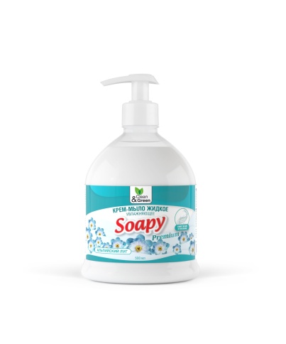 Крем-мыло жидкое "Soapy" Premium "альпийский луг" увлажняющее с дозатором 500 мл. Clean&Green CG8064 фото 2