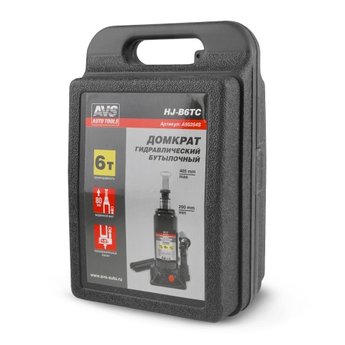 Домкрат гидравлический AVS HJ-B6TC, 6т, 200-405мм. с клапаном, в кейсе (ремкомплект) фото 7