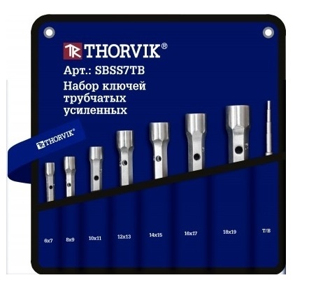 Набор ключей трубчатых усиленных в сумке, 6-19 мм, 7 предметов, Thorvik SBSS7TB (53794) фото 1