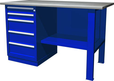 Верстак с одной тумбой и 5 ящиками, 1390х686х845 мм, Ombra OWB1-50 фото 1
