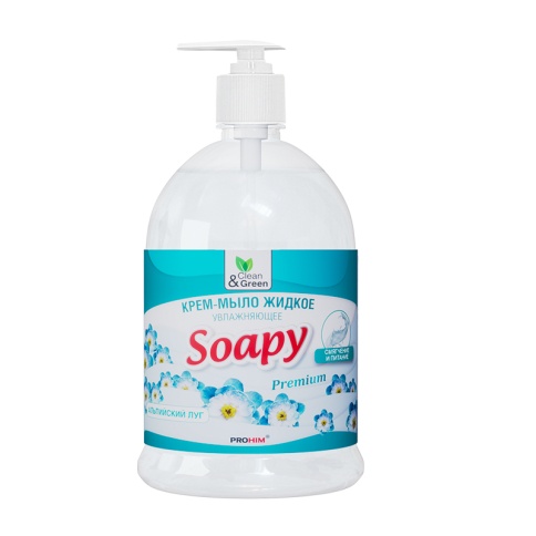 Крем-мыло жидкое "Soapy" Premium "альпийский луг" увлажн. с дозатором 1000 мл. Clean&Green CG8096 фото 2