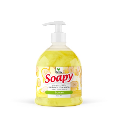 Крем-мыло жидкое с перламутром "Soapy" банан увлажн. с дозатором 500 мл. Clean&Green CG8300 фото 2