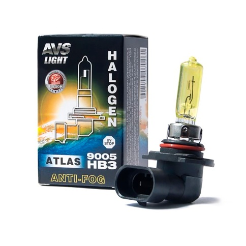 Галогенная лампа AVS ATLAS ANTI-FOG BOX желтый HB4/9006.12V.51W.коробка 1шт. фото 1