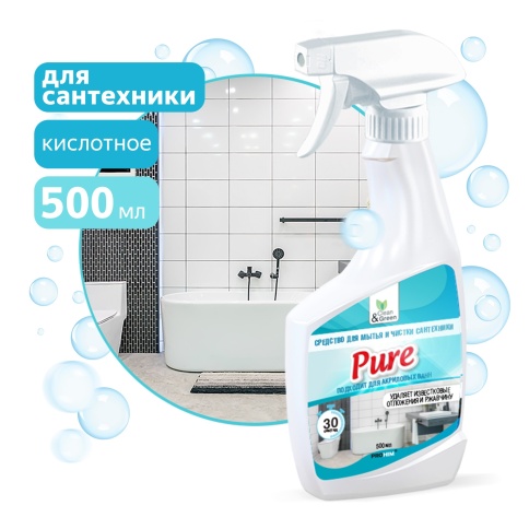 Средство для мытья и чистки сантехники "Pure" (кислотное, триггер) 500 мл. Clean&Green CG8078 фото 1