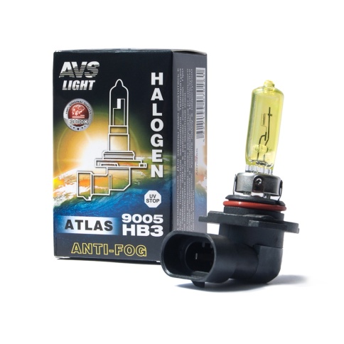 Галогенная лампа AVS ATLAS ANTI-FOG BOX желтый HB3/9005.12V.65W.коробка 1шт. фото 1