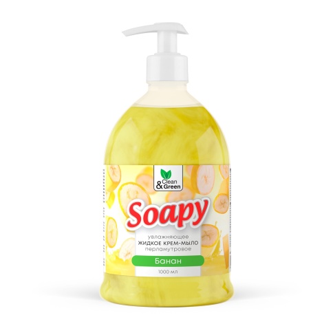 Крем-мыло жидкое с перламутром "Soapy" банан увлажн. с дозатором 1000 мл. Clean&Green CG8306 фото 2