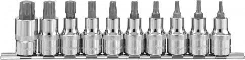 Набор насадок торцевых 1/2 DR с вставками-битами TORX, T20-T70, 100 мм, 10 шт, Ombra 912910 фото 1