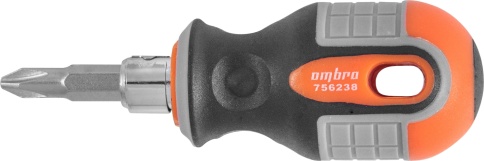 Отвертка двусторонняя Round Grip PH2,SL6x38 мм, Ombra 756238 (55773) фото 2