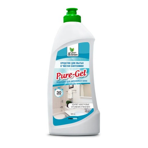 Средство для мытья и чистки сантехники "Pure-Gel" (кислотное, гель) 500 мл. Clean&Green CG8079 фото 2