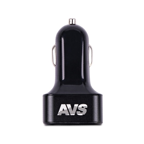 USB автомобильное зарядное устройство AVS 2 порта UC-523 (3А,черный) с вольтметром фото 2