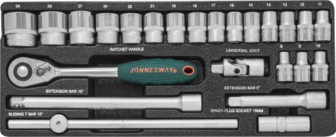 Набор головок 1/2 DR, 8-34 мм, 24 предмета, Jonnesway S04H4724S фото 2