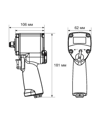Гайковерт ударный пневматический 1/2"DR, 9000 об/мин, 620 Нм, Thorvik AIW1262S (53923) фото 2