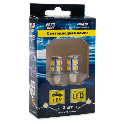 S022A T15/жёлтый/(BA15S) 13SMD 5050 12V 1 contact, коробка 2 шт. фото 1