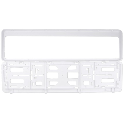 Рамка под номерной знак двусоставная (белая) AVS RN-17 фото 3