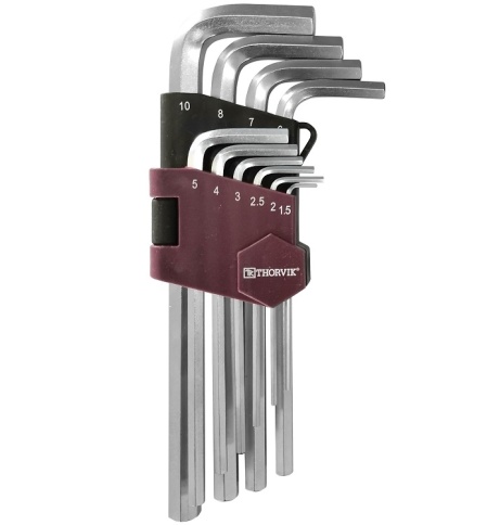 Набор ключей торцевых шестигранных, H1.5-H10, 10 предметов, Thorvik HK10S (53034) фото 1