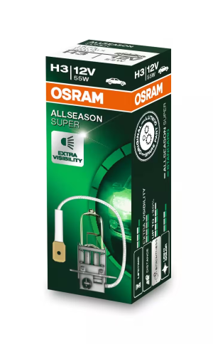 Автолампа галогенная H3 (55W PK22s +30%) ALLSEASON 12V 3200K OSRAM фото 1