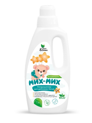Кондиционер для детского белья "Мих-Мих" (гипоаллергенный) 1000 мл. (ПЭНД) Clean&Green CG8246  фото 1