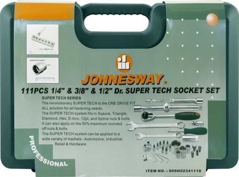 Набор инструментов Super Tech, 111 предметов, Jonnesway S68H5234111S фото 3