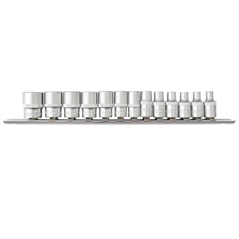 Набор головок торцевых 12-гранных 1/4"DR, 4-14 мм, 13 предметов, Thorvik S11S1213SM (54356) на держа фото 1