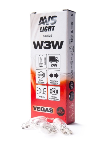 Лампа AVS Vegas 24V. W3W(W2,1x9,5d) BOX 10шт. фото 1