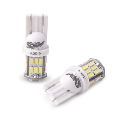 T100 T10/белый/ (W2.1x9.5d) 30SMD 3014 9-30V W5W, коробка 2 шт. фото 2