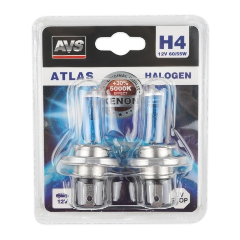 Галогенная лампа AVS ATLAS/5000К/ H4.12V.60/55W.блистер 2шт. фото 1