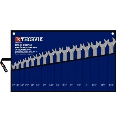 Набор комбинированных дюймовых ключей 1/4"-1-1/4" (16 шт) Thorvik CWIS0016 (52917) фото 3