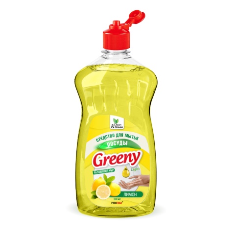 Средство для мытья посуды "Greeny" Light "Лимон" 500 мл. Clean&Green CG8069 фото 2