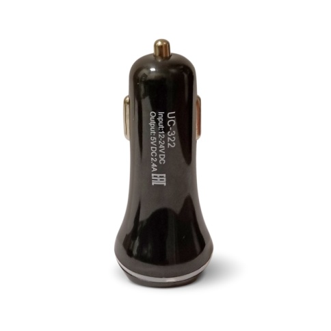 USB автомобильное зарядное устройство AVS 2 порта UC-322 (2,4А, черный) (Black Edition) фото 3