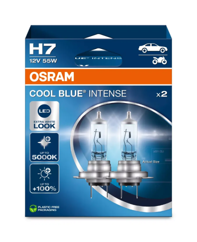 Автолампа галогенная H7 (55W PX26D +100%) COOL BLUE INTENSE (евробокс, 2шт) 5000K 12V OSRAM фото 1